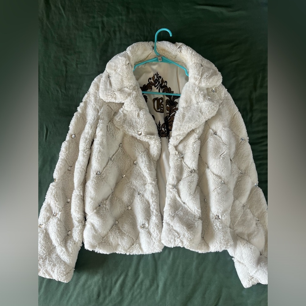 Guess studded faux fur coat
